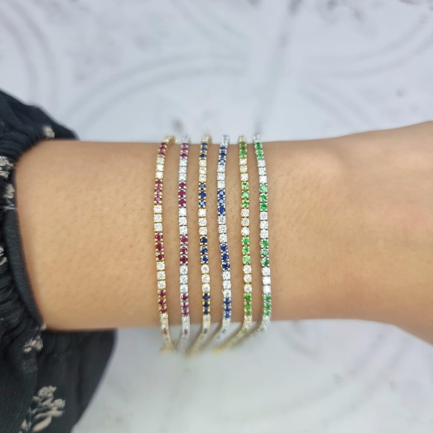 18CT Gold colour diamond line bracelet