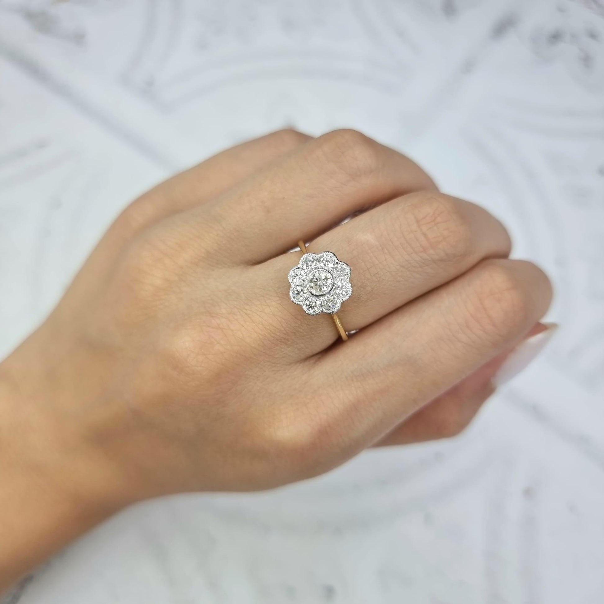 18CT YELLOW GOLD DIAMOND FLOWER CLUSTER RINGS – Jason Ralph Jeweller