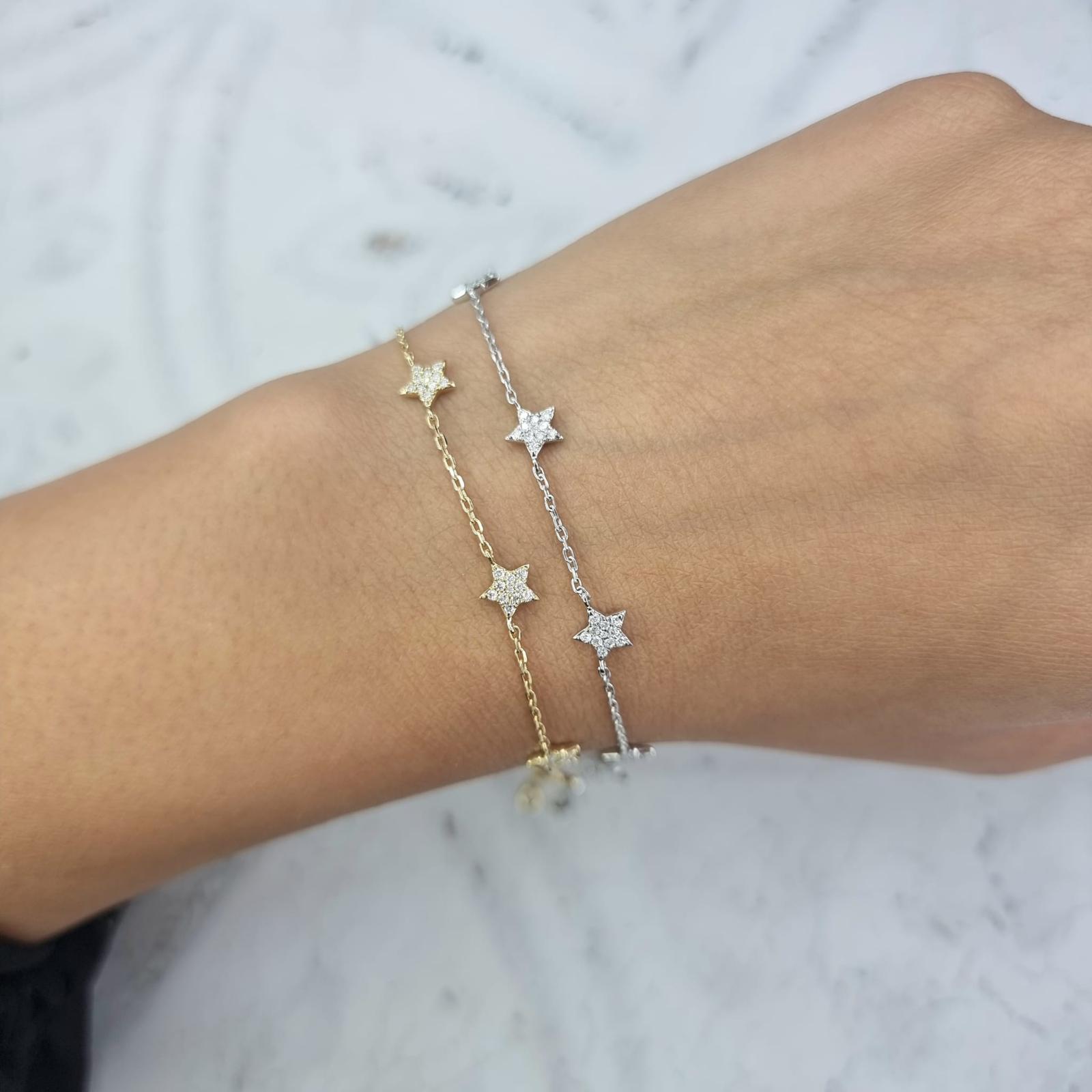 18ct Gold Diamond Star Bracelet